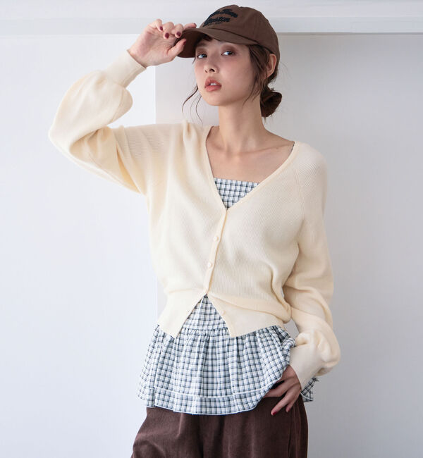 archives「片畦ニットＣＤ&times;チェックキャミチュニックＳＥＴ」|カーディガン|