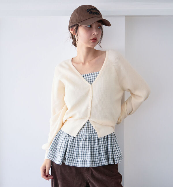 archives「片畦ニットＣＤ&times;チェックキャミチュニックＳＥＴ」|カーディガン|