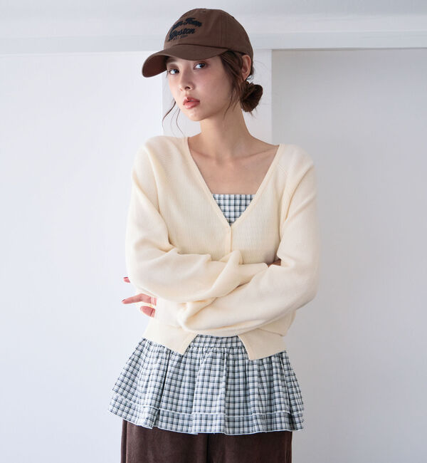 archives「片畦ニットＣＤ&times;チェックキャミチュニックＳＥＴ」|カーディガン|