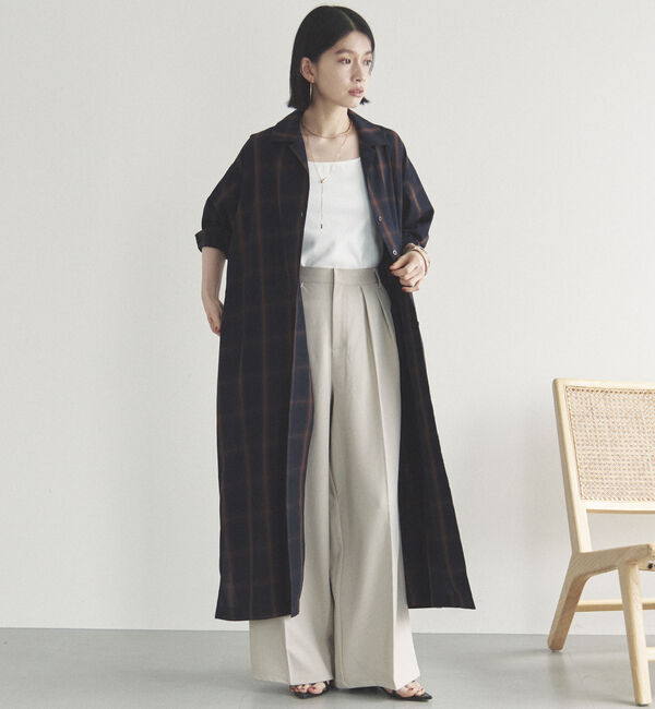 Doux archives「チェックシャツワンピース」|ワンピース|NAVY