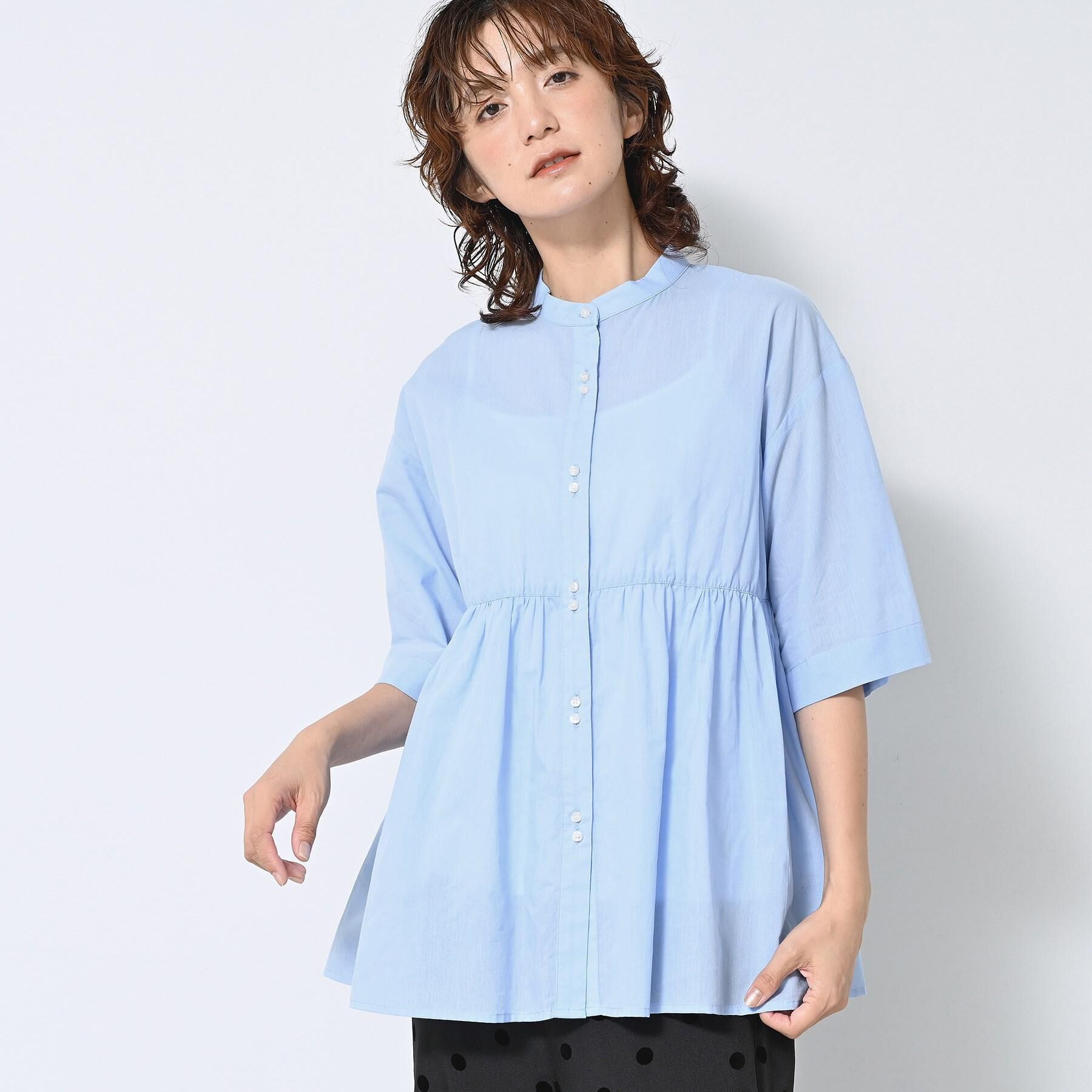 Dessin「【洗える／体型カバー】バンドカラーペプラムブラウス」|シャツ・ブラウス|