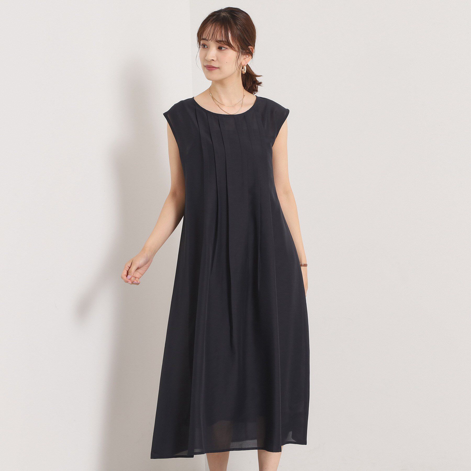 ITS&rsquo;DEMO「【手洗い可】シアータックワンピース」|ワンピース|ブラック(019)