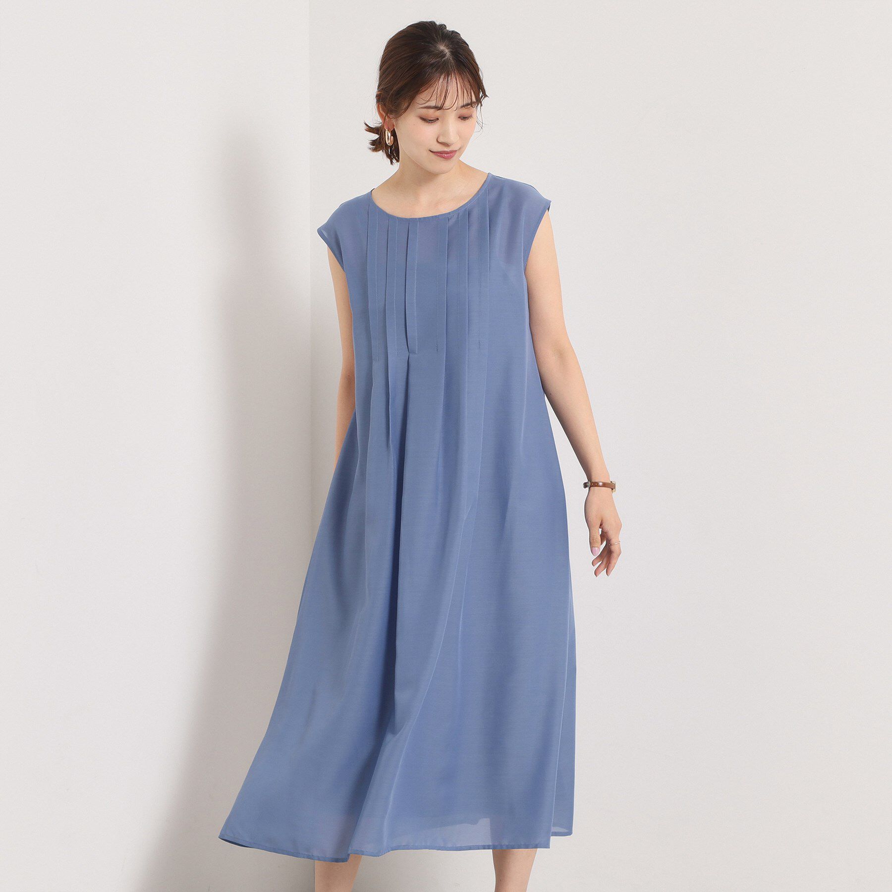 ITS&rsquo;DEMO「【手洗い可】シアータックワンピース」|ワンピース|ブルー(092)