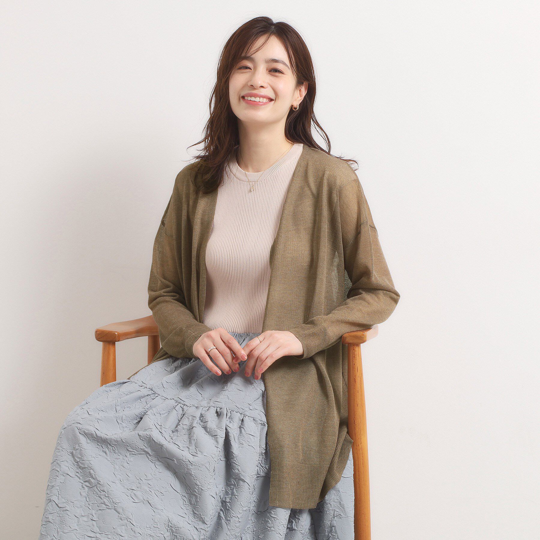 ITS&rsquo;DEMO「【手洗い可】ラメ着流しカーディガン」|カーディガン|モカブラウン(042