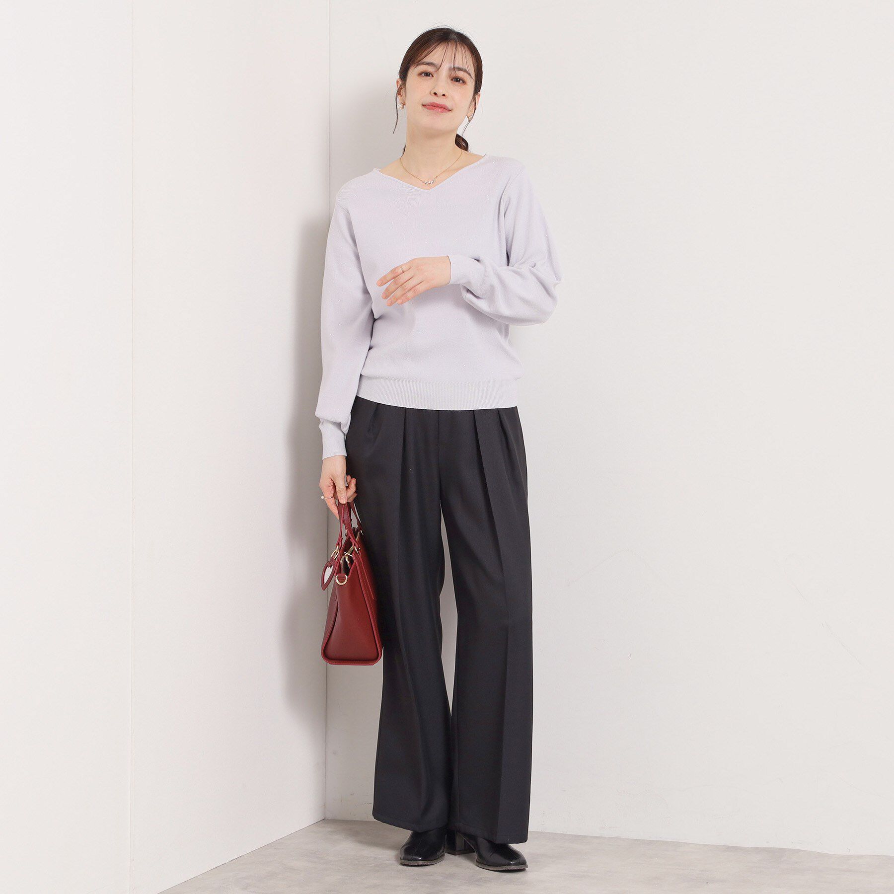 ITS&rsquo;DEMO「【手洗い可】アンジェリーナ総針vネックニット」|ニット・セーター|