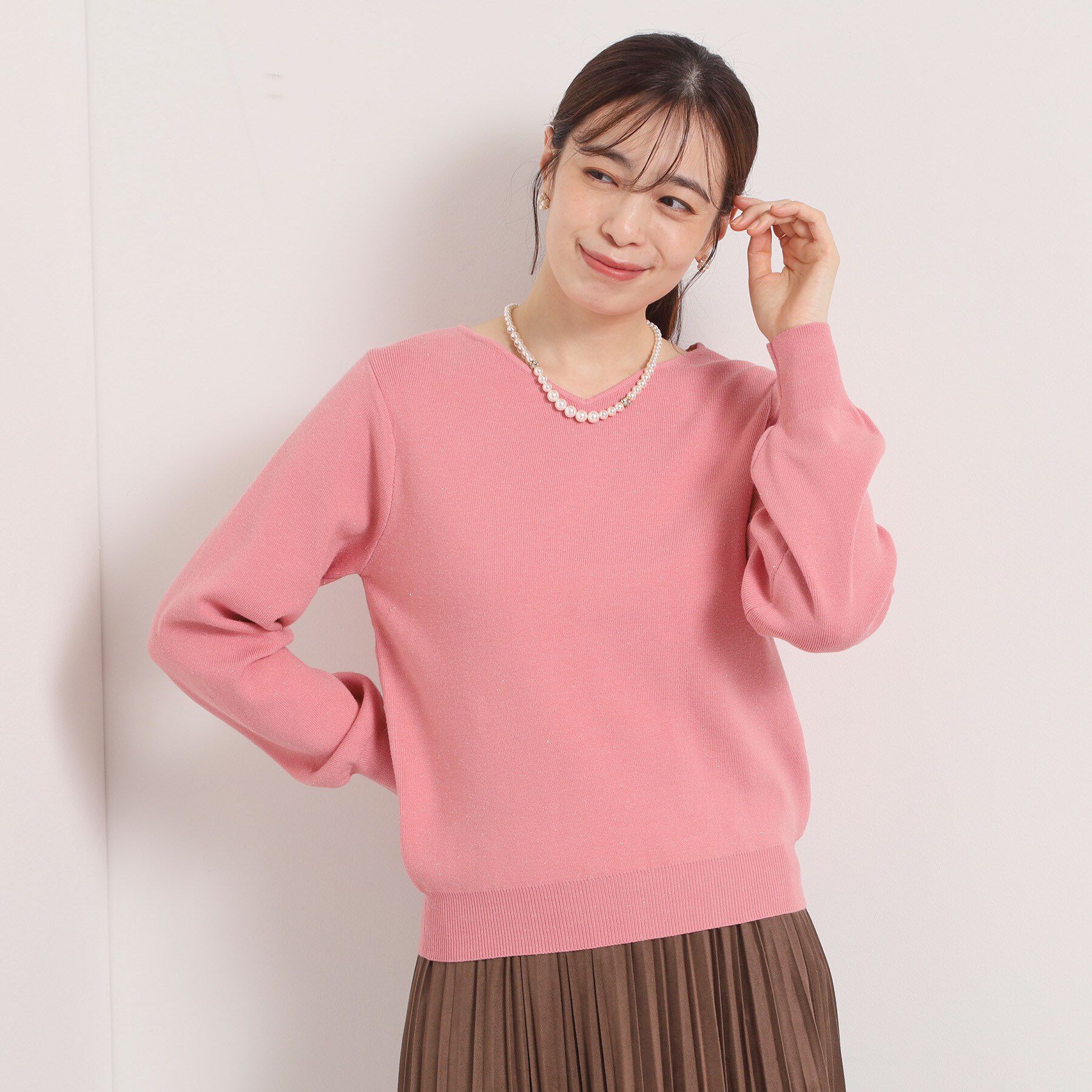 ITS&rsquo;DEMO「【手洗い可】アンジェリーナ総針vネックニット」|ニット・セーター|