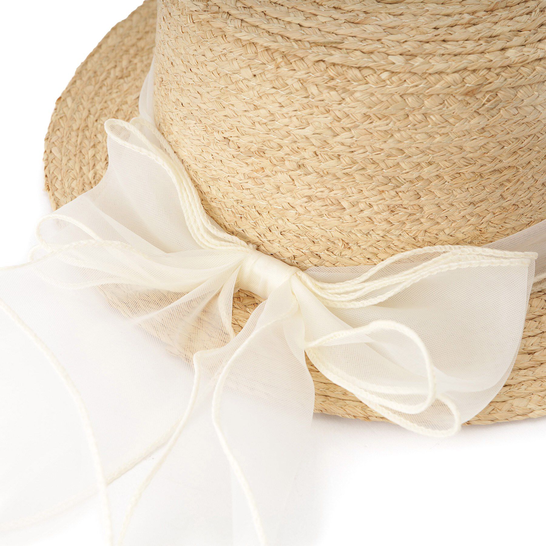 Grandedge「カンカン帽オーガンジーリボン」|ハット|