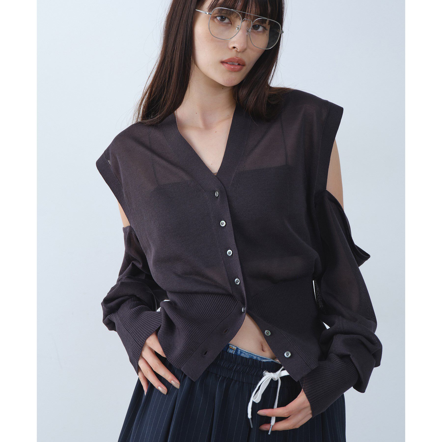 CODE A「multiway knit cardigan」|カーディガン|チャコールグレー(0