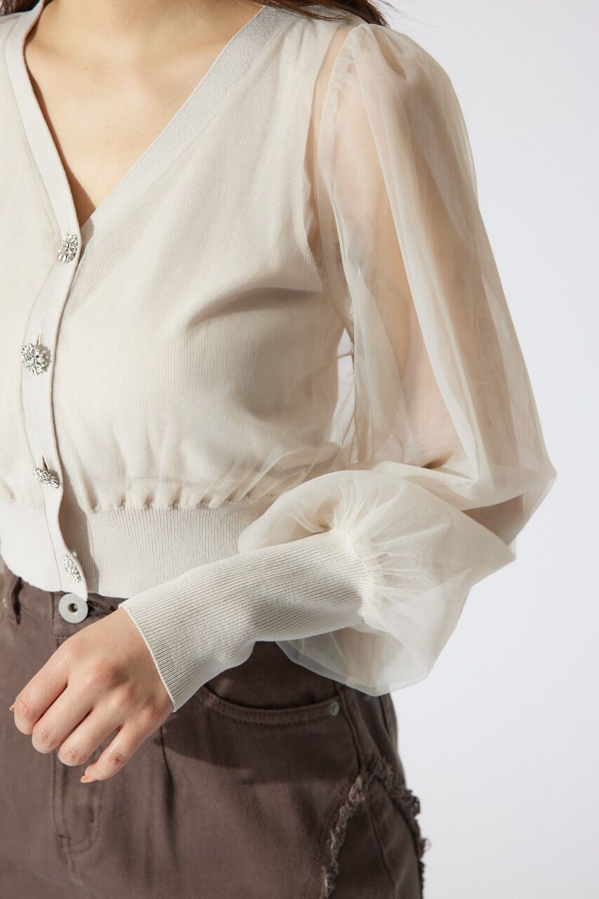 rienda「チュールドッキングシアーニットカーディガン」|カーディガン|