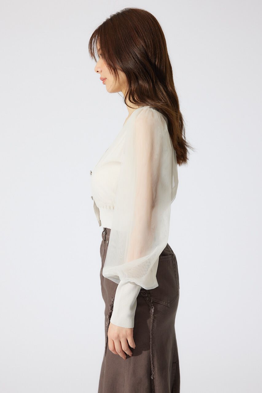 rienda「チュールドッキングシアーニットカーディガン」|カーディガン|