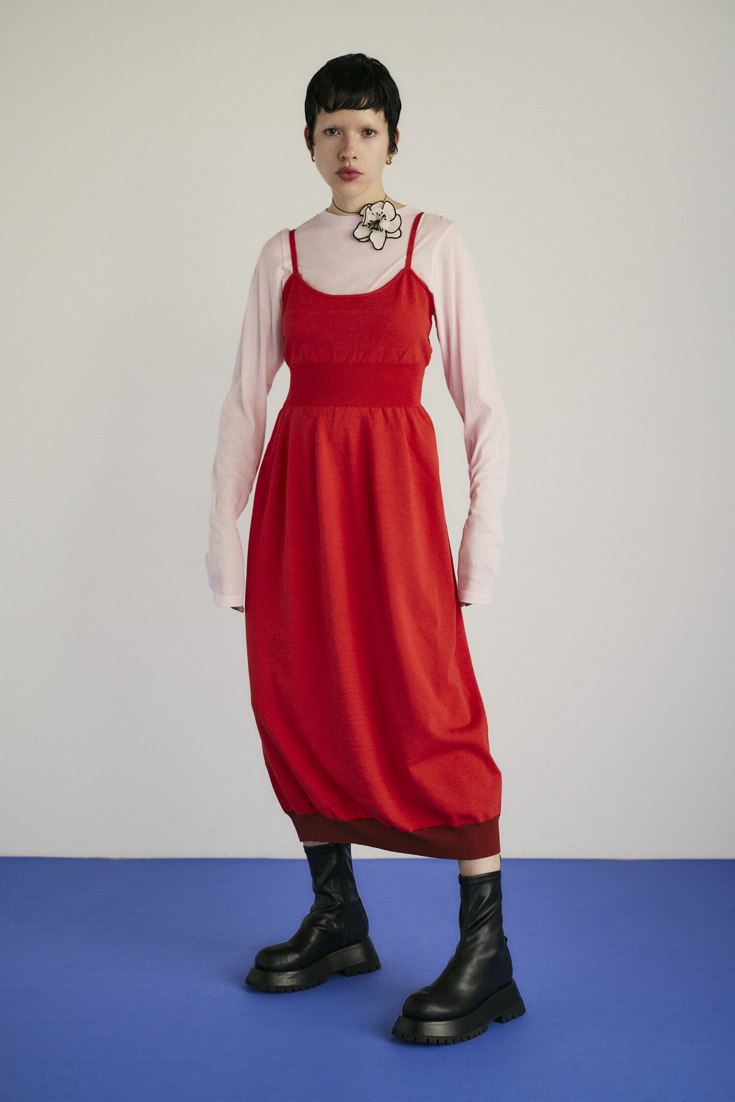 HeRIN.CYE「Waist shape knit dress」|ワンピース|RED