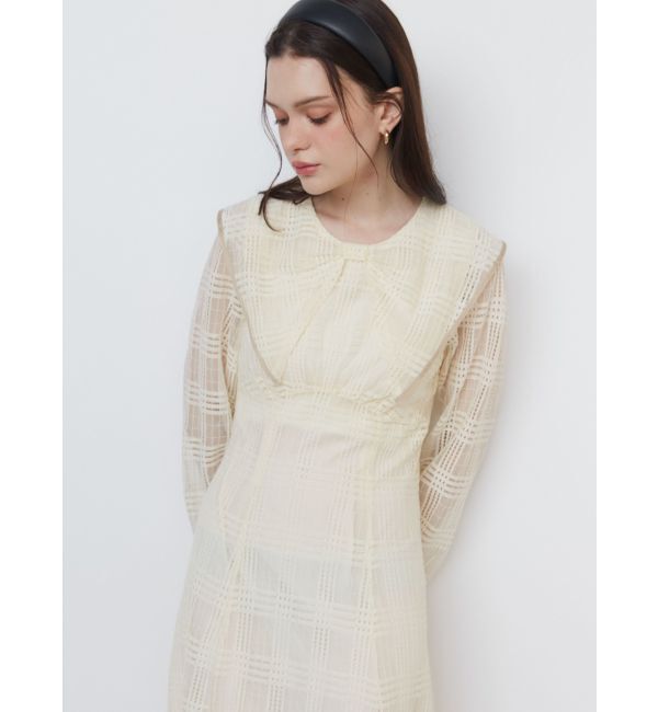 CALNAMUR「RIBBON COLLAR LACE OP/リボンカラーレースワンピース」|ワンピース|