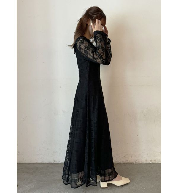 CALNAMUR「RIBBON COLLAR LACE OP/リボンカラーレースワンピース」|ワンピース|