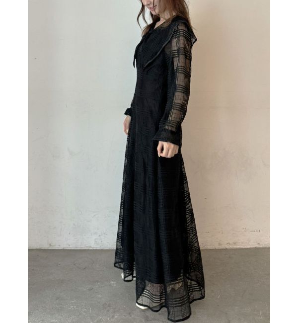 CALNAMUR「RIBBON COLLAR LACE OP/リボンカラーレースワンピース」|ワンピース|