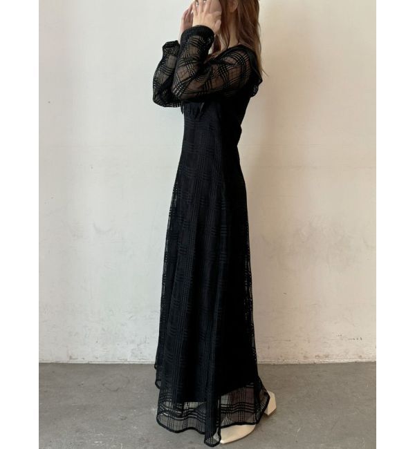 CALNAMUR「RIBBON COLLAR LACE OP/リボンカラーレースワンピース」|ワンピース|