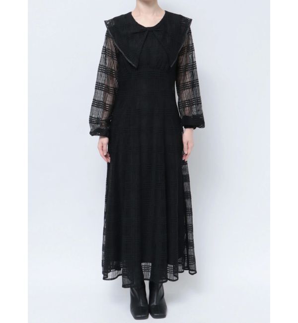 CALNAMUR「RIBBON COLLAR LACE OP/リボンカラーレースワンピース」|ワンピース|