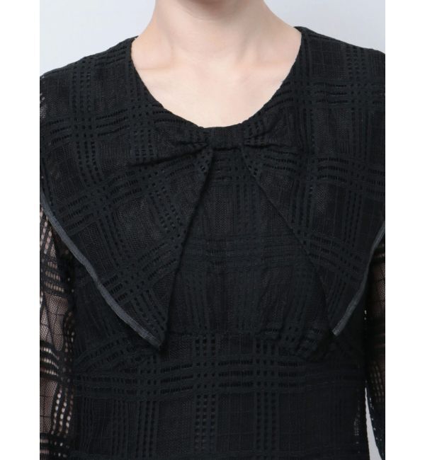 CALNAMUR「RIBBON COLLAR LACE OP/リボンカラーレースワンピース」|ワンピース|