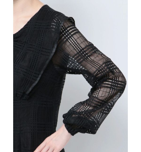 CALNAMUR「RIBBON COLLAR LACE OP/リボンカラーレースワンピース」|ワンピース|