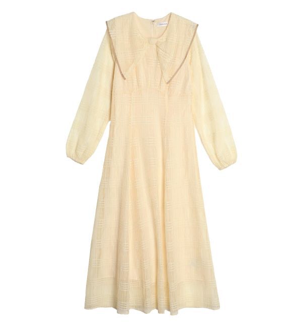 CALNAMUR「RIBBON COLLAR LACE OP/リボンカラーレースワンピース」|ワンピース|