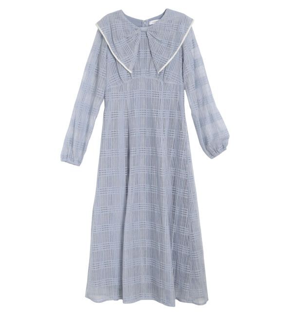 CALNAMUR「RIBBON COLLAR LACE OP/リボンカラーレースワンピース」|ワンピース|