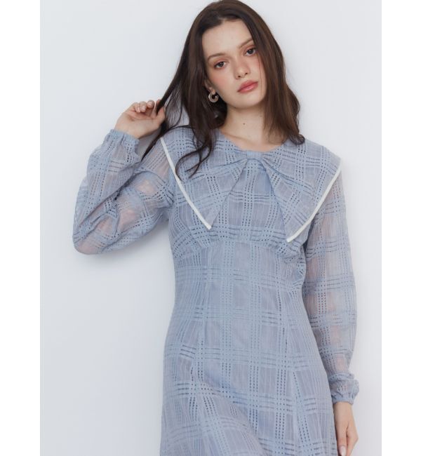 CALNAMUR「RIBBON COLLAR LACE OP/リボンカラーレースワンピース」|ワンピース|