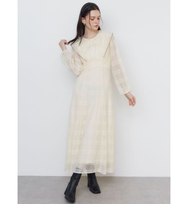 CALNAMUR「RIBBON COLLAR LACE OP/リボンカラーレースワンピース」|ワンピース|