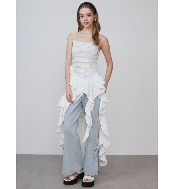 CALNAMUR「ROSE ASYMMETRIC HEM LONG OP/ローズアシンメトリーヘムロングワンピース」|ワンピース|