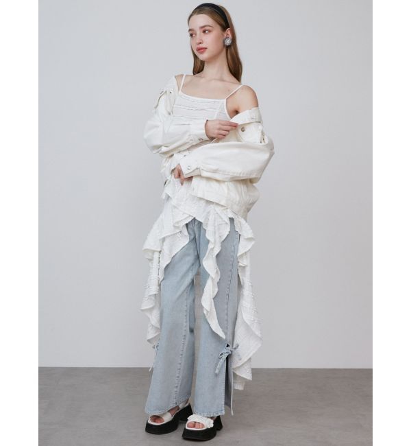 CALNAMUR「ROSE ASYMMETRIC HEM LONG OP/ローズアシンメトリーヘムロングワンピース」|ワンピース|