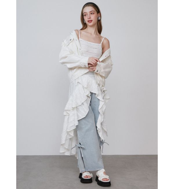 CALNAMUR「ROSE ASYMMETRIC HEM LONG OP/ローズアシンメトリーヘムロングワンピース」|ワンピース|