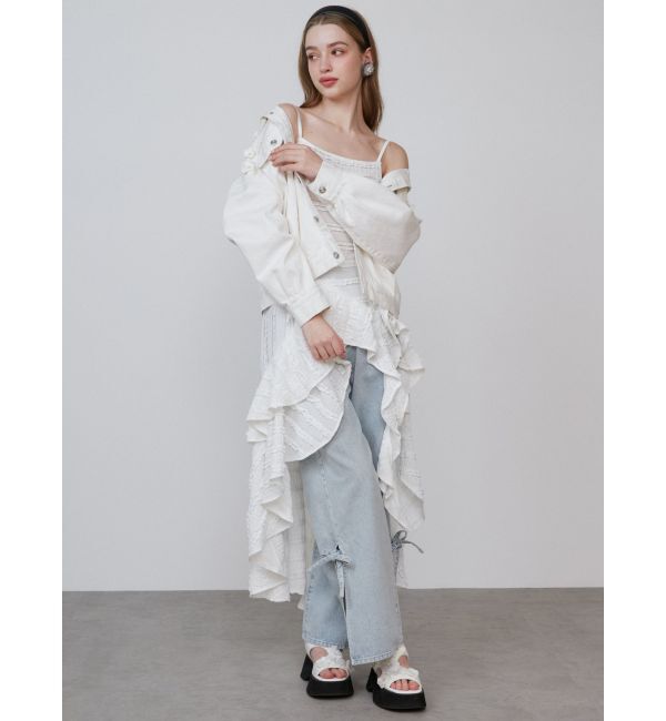 CALNAMUR「ROSE ASYMMETRIC HEM LONG OP/ローズアシンメトリーヘムロングワンピース」|ワンピース|