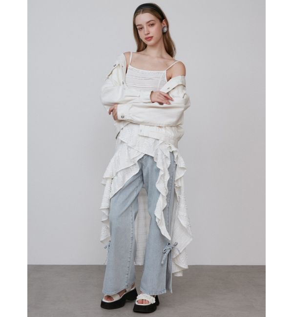 CALNAMUR「ROSE ASYMMETRIC HEM LONG OP/ローズアシンメトリーヘムロングワンピース」|ワンピース|