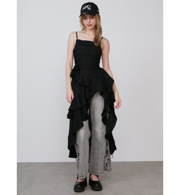 CALNAMUR「ROSE ASYMMETRIC HEM LONG OP/ローズアシンメトリーヘムロングワンピース」|ワンピース|