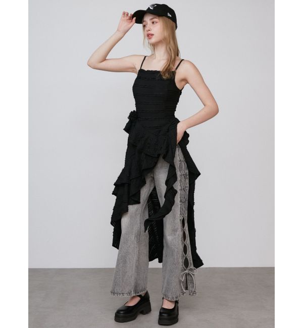 CALNAMUR「ROSE ASYMMETRIC HEM LONG OP/ローズアシンメトリーヘムロングワンピース」|ワンピース|