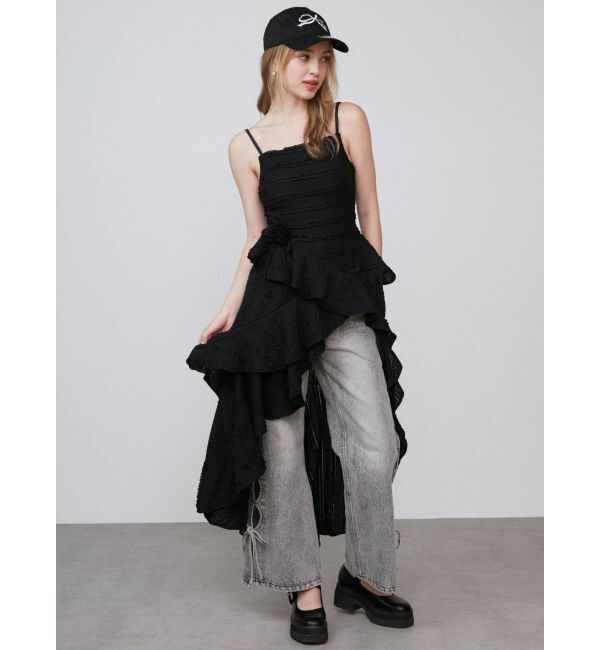 CALNAMUR「ROSE ASYMMETRIC HEM LONG OP/ローズアシンメトリーヘムロングワンピース」|ワンピース|