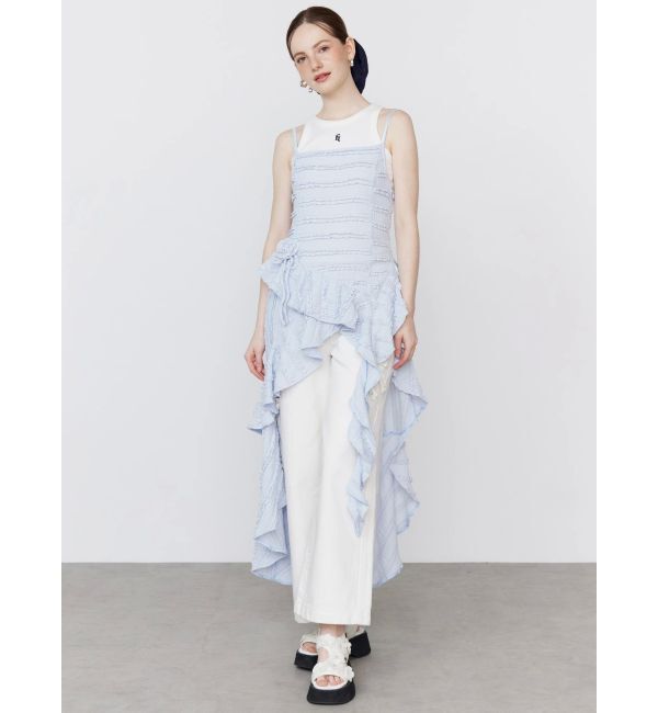 CALNAMUR「ROSE ASYMMETRIC HEM LONG OP/ローズアシンメトリーヘムロングワンピース」|ワンピース|