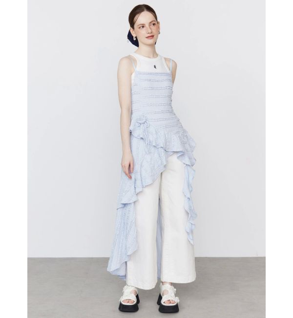 CALNAMUR「ROSE ASYMMETRIC HEM LONG OP/ローズアシンメトリーヘムロングワンピース」|ワンピース|