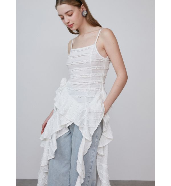 CALNAMUR「ROSE ASYMMETRIC HEM LONG OP/ローズアシンメトリーヘムロングワンピース」|ワンピース|