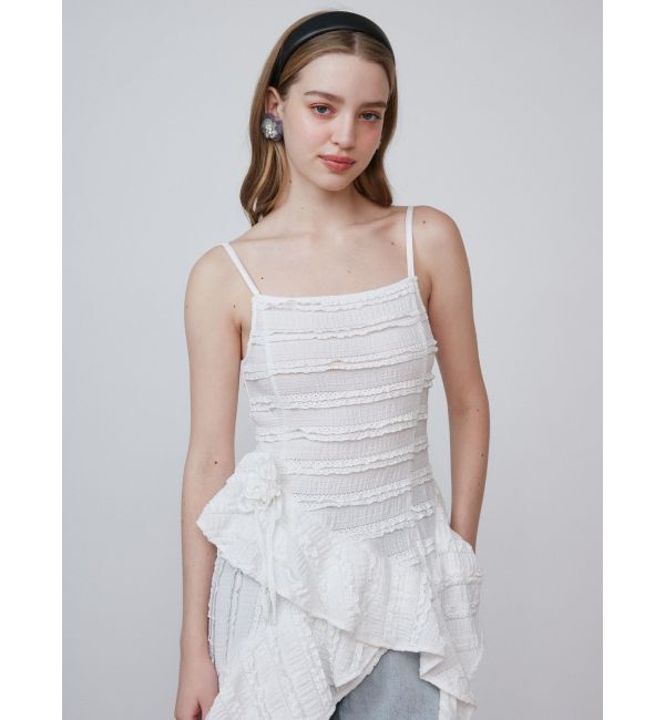 CALNAMUR「ROSE ASYMMETRIC HEM LONG OP/ローズアシンメトリーヘムロングワンピース」|ワンピース|