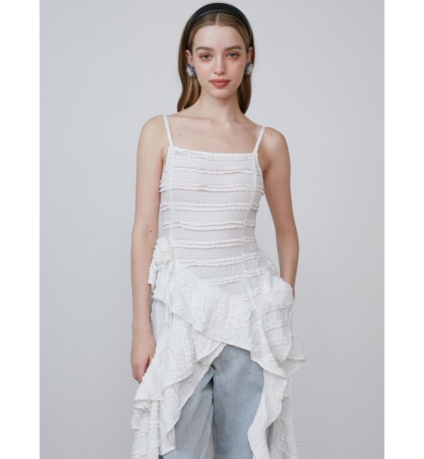 CALNAMUR「ROSE ASYMMETRIC HEM LONG OP/ローズアシンメトリーヘムロングワンピース」|ワンピース|