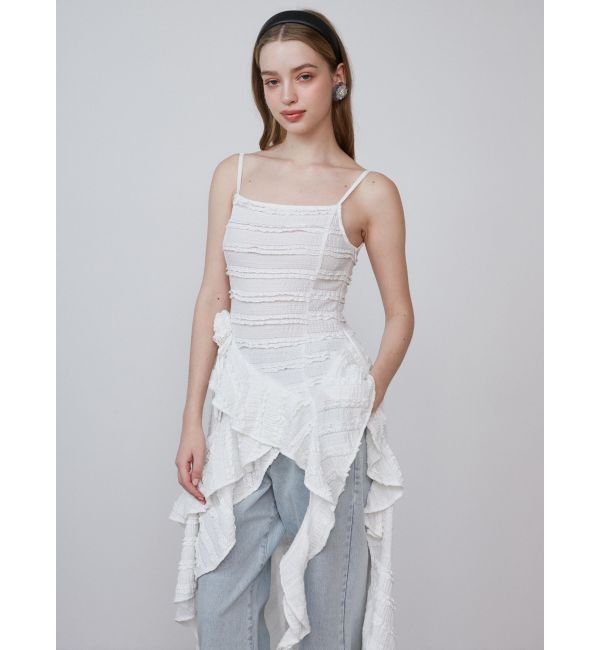 CALNAMUR「ROSE ASYMMETRIC HEM LONG OP/ローズアシンメトリーヘムロングワンピース」|ワンピース|