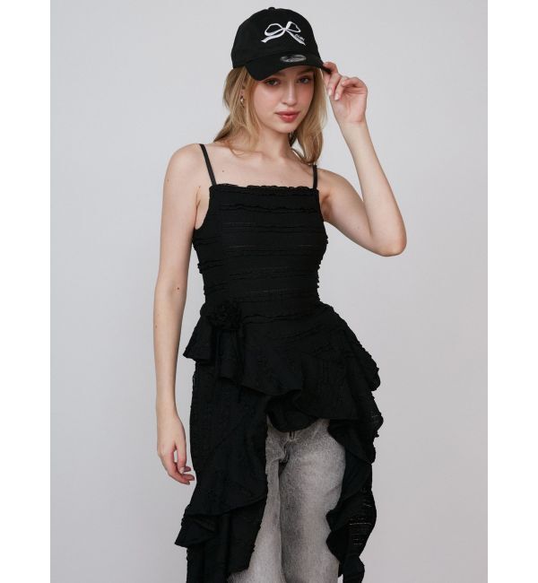 CALNAMUR「ROSE ASYMMETRIC HEM LONG OP/ローズアシンメトリーヘムロングワンピース」|ワンピース|