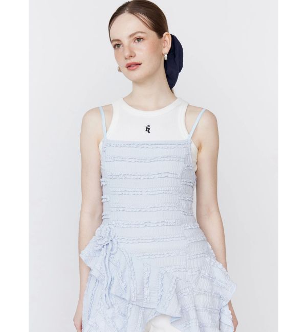 CALNAMUR「ROSE ASYMMETRIC HEM LONG OP/ローズアシンメトリーヘムロングワンピース」|ワンピース|