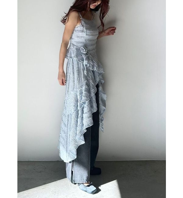 CALNAMUR「ROSE ASYMMETRIC HEM LONG OP/ローズアシンメトリーヘムロングワンピース」|ワンピース|