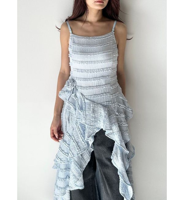 CALNAMUR「ROSE ASYMMETRIC HEM LONG OP/ローズアシンメトリーヘムロングワンピース」|ワンピース|