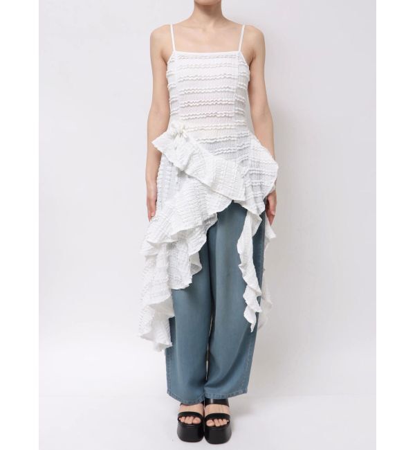 CALNAMUR「ROSE ASYMMETRIC HEM LONG OP/ローズアシンメトリーヘムロングワンピース」|ワンピース|