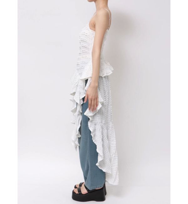 CALNAMUR「ROSE ASYMMETRIC HEM LONG OP/ローズアシンメトリーヘムロングワンピース」|ワンピース|