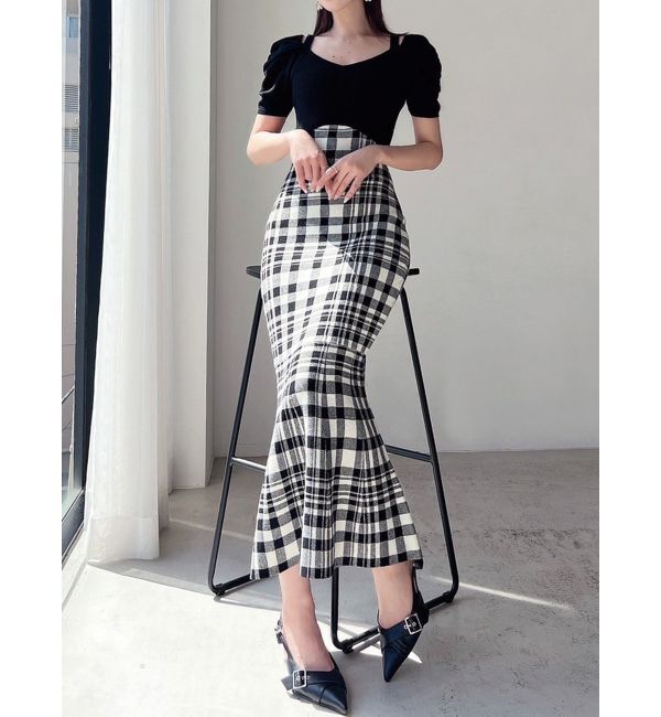 RESEXXY「ショルダーオープンマーメイドニットワンピース」|ワンピース|ブラック