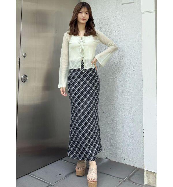 MERCURYDUO「シアーフロントリボンカーデ」|カーディガン|