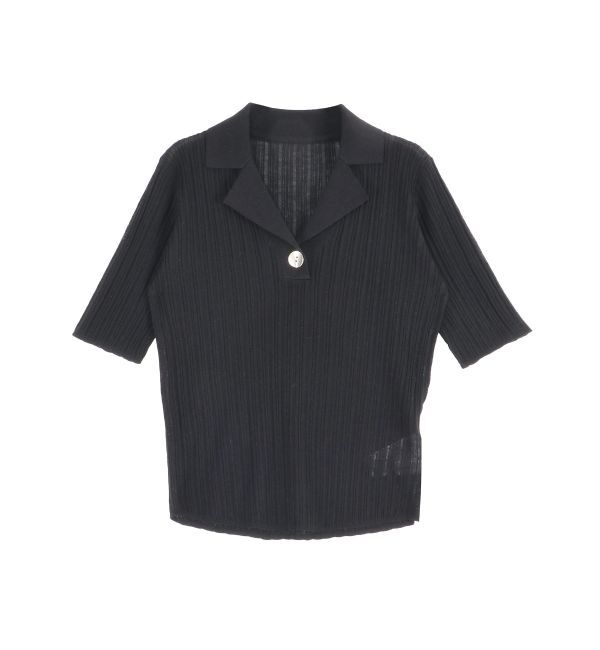 LAGUNAMOON「シアーカラーネックシニットプルオーバー」|ニット・セーター|ブラック