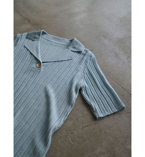 LAGUNAMOON「シアーカラーネックシニットプルオーバー」|ニット・セーター|ブルー